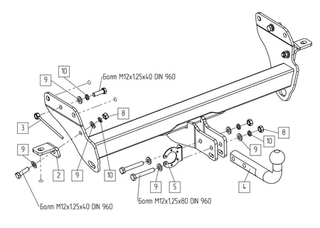 Фаркоп Baltex для Jeep Grand Cherokee 2010-2022 Арт. 049115 049115 в Самара