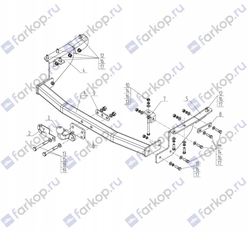 Фаркоп AvtoS для Nissan Patrol 2010-2017 NS 31 в 