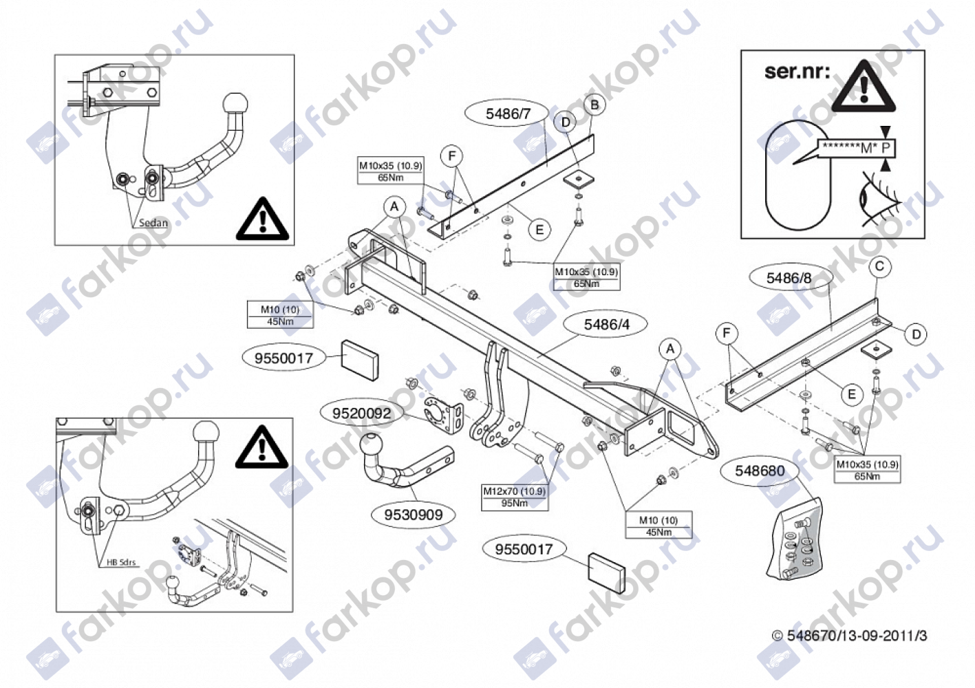 Фаркоп Brink для Chevrolet Cruze (седан) 2009-2015 548600 в 