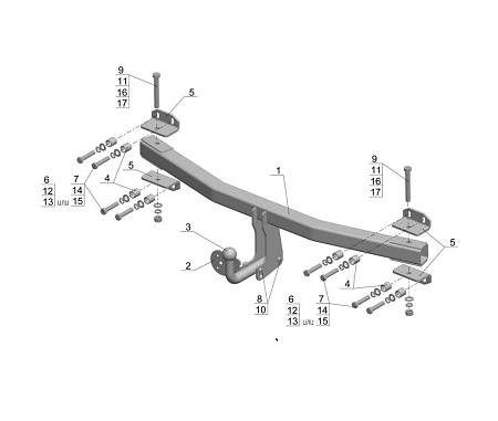 Фаркоп AvtoS для Volkswagen Touareg 2003-2010 VW 20 в 