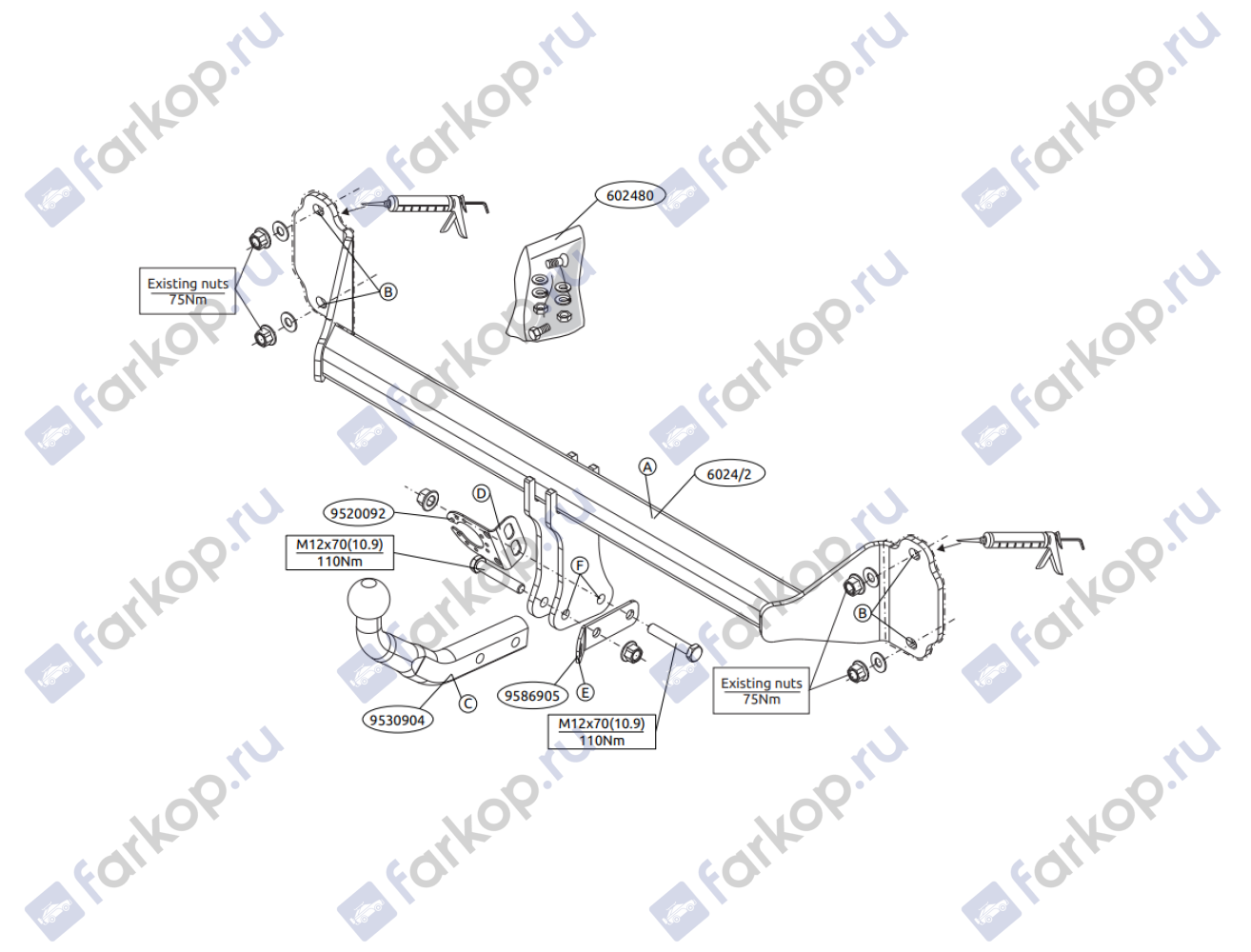 Фаркоп Brink для BMW 2 серия (Grand Tourer) 2015- 602400 в 