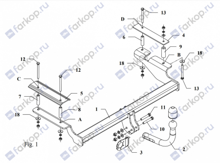 Фаркоп Auto-Hak для Chevrolet Aveo (3,5 дв) 2008-2011 X 22 в 