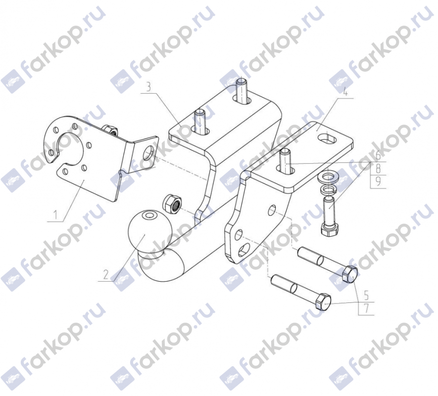 Фаркоп AvtoS для Volkswagen Amarok 2010- VW 34 в 