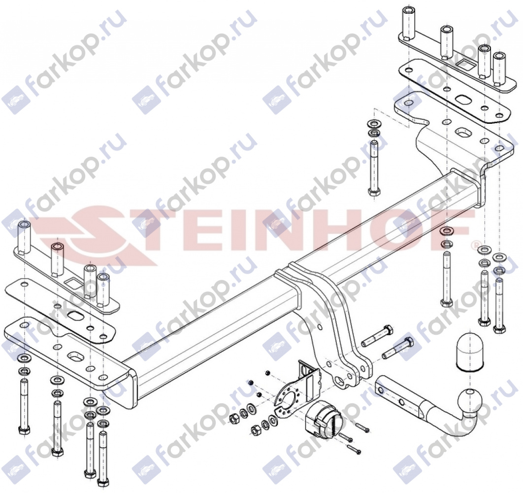 Фаркоп Steinhof для Land Rover Discovery Sport 2014-2019 (кроме авто с п/р запасным колесом) L-104 в 