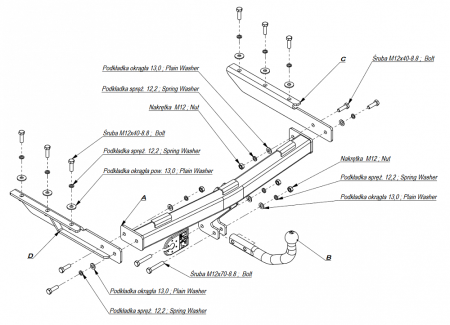 Фаркоп Imiola для Dodge Caravan 2001-2008 (кроме STOWn GO) CH.003 в 