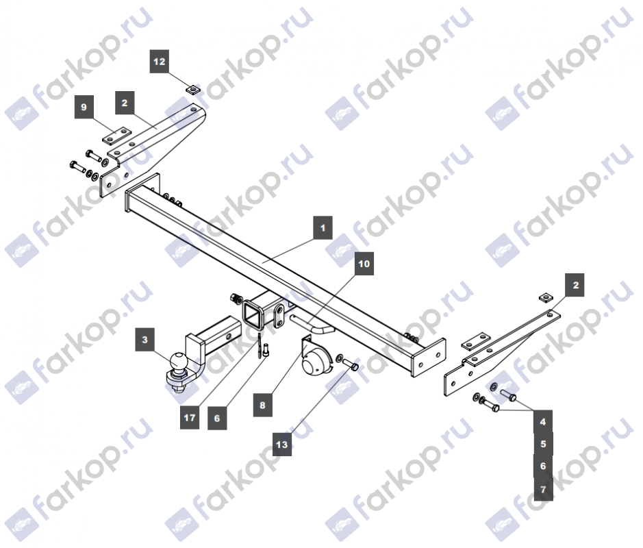 Фаркоп Baltex для Toyota Land Cruiser J80 1990-1997 Y11 в 