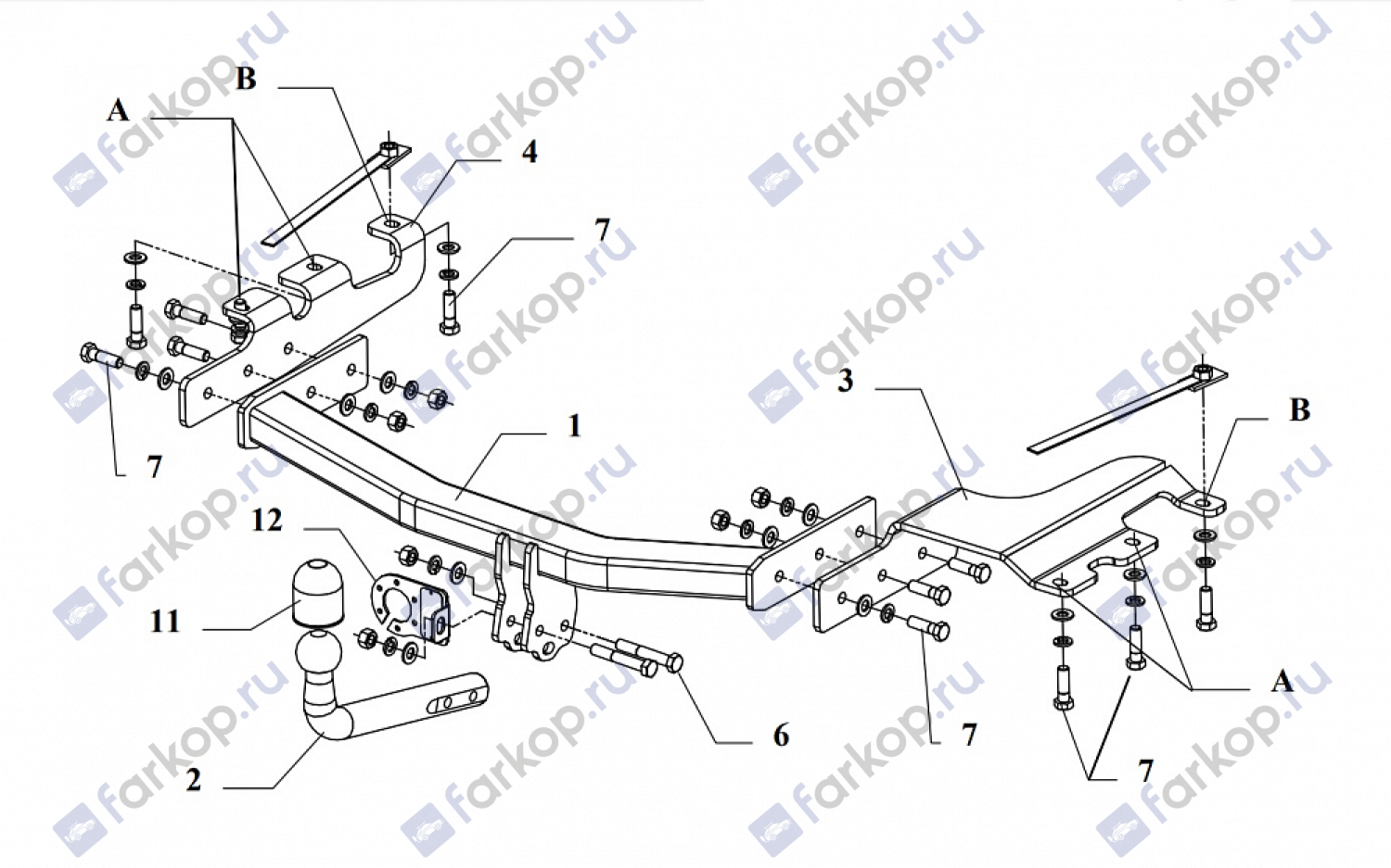 Фаркоп Auto-Hak для Dodge Grand Caravan 2001-2008 (кроме STOWn GO) CH 45 в 