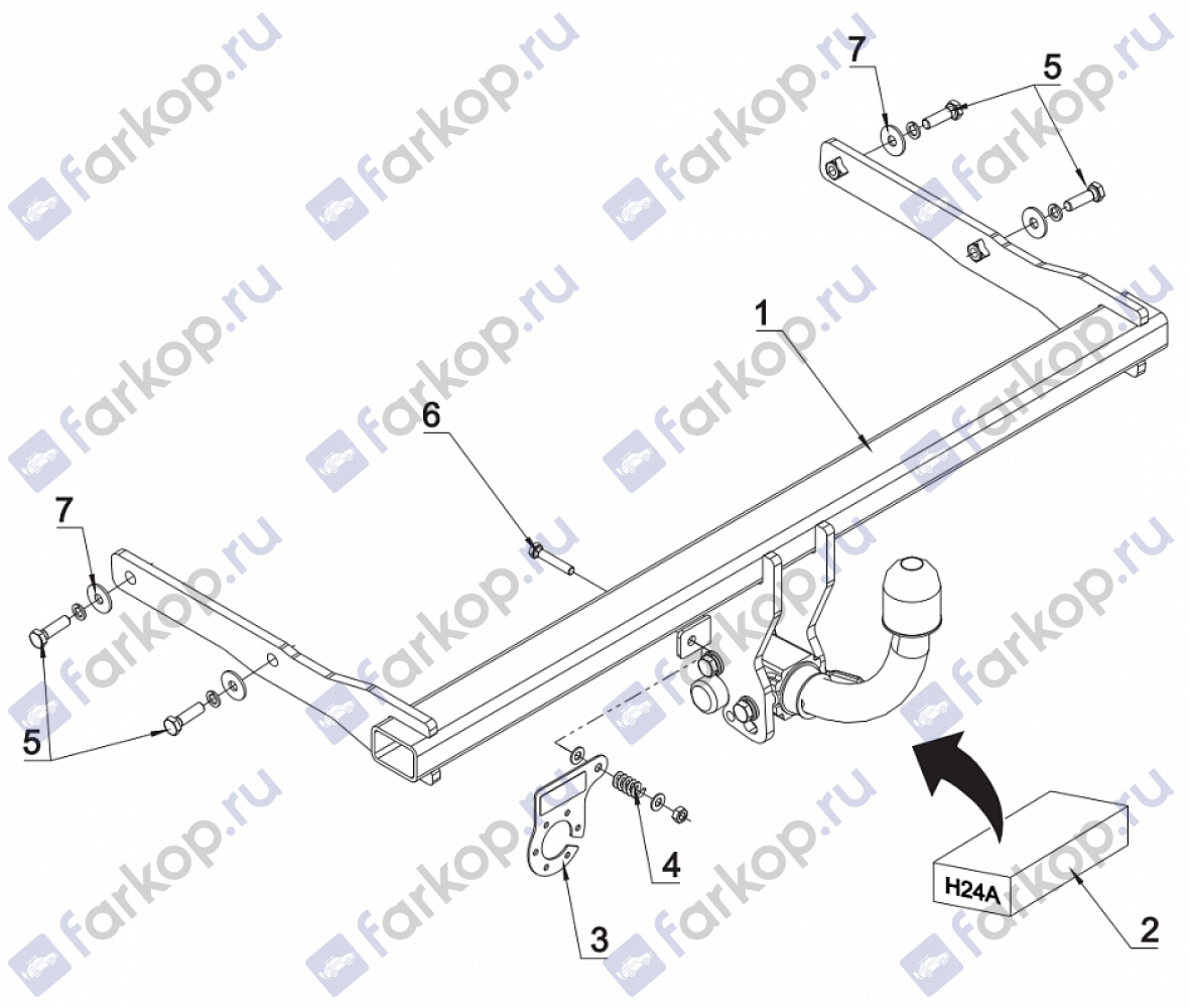 Фаркоп Auto-Hak для Skoda Fabia 2014- H 24A в 